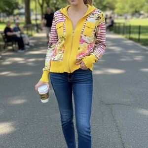 Yellow and Multicolor Zip-Up top